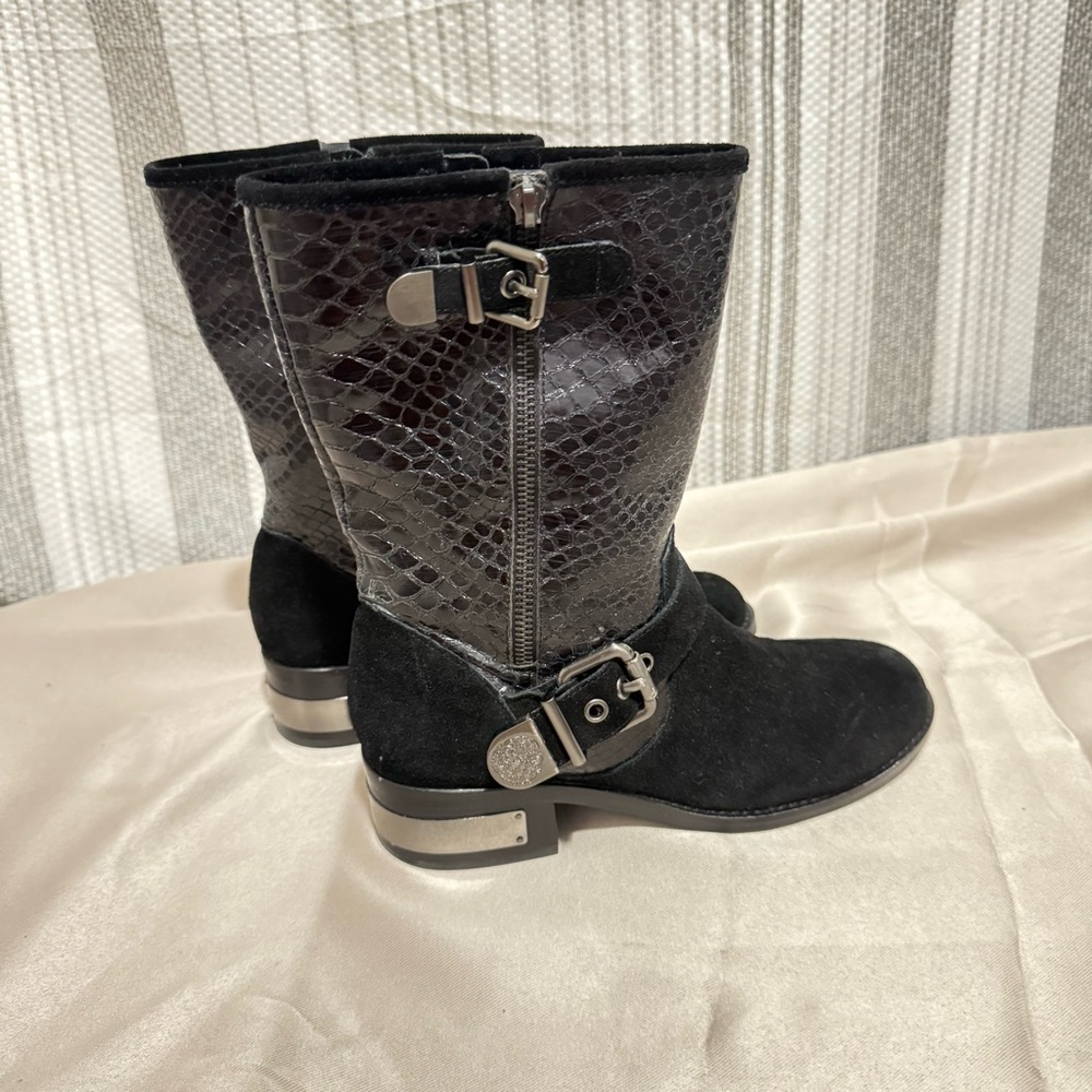 Vince Camuto Black Snakeskin Moto Boots